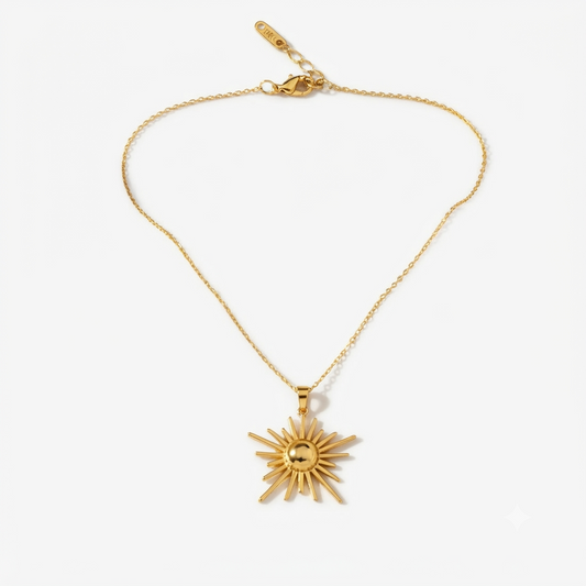 Golden Solstice Sun Necklace for Women