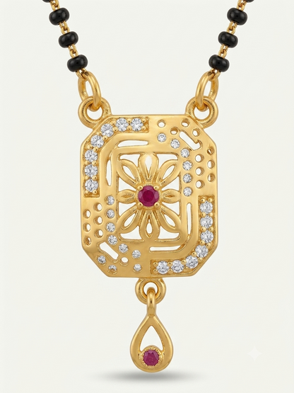 NUGOLD Traditional Black Bead Mangalsutra with Elegant Pendant