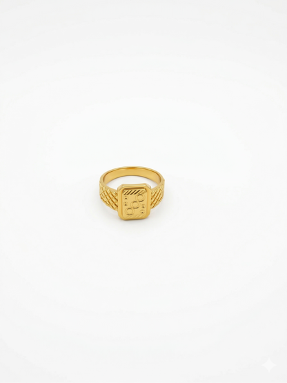 NuGold Geometric Royale Signet Ring