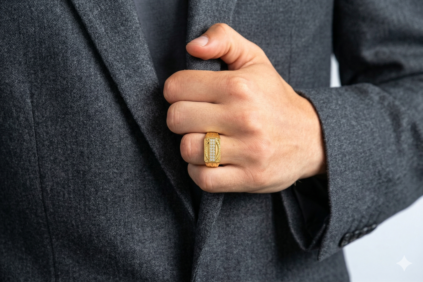 NUGOLD Luxury Men’s Ring with CZ Stone