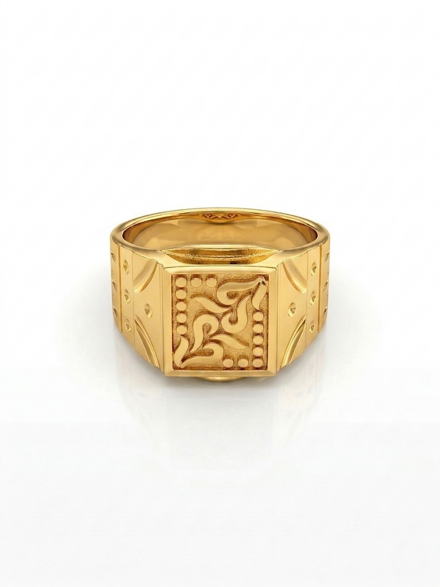 NuGold Royal Engraved Square Signet Gold Ring for Men
