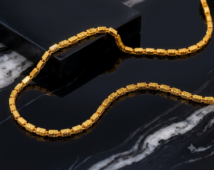 NUGOLD Premium Gold Rectangular Link Chain for Men & Women