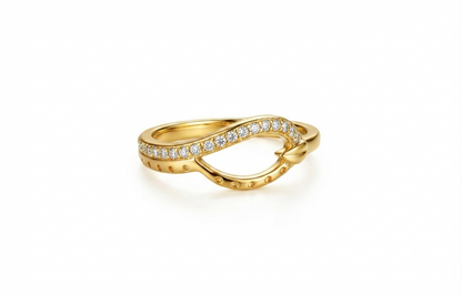 NuGold Elegant Infinity Curve Diamond Accent Gold Ring for Women