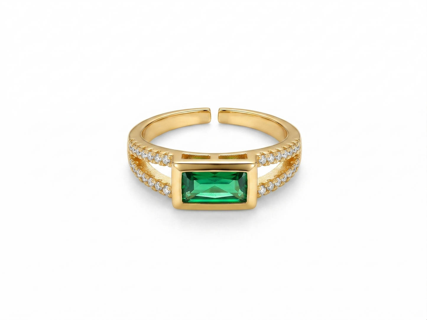 NuGold Emerald Royale Dual Band Adjustable Ring