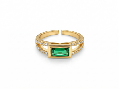 NuGold Emerald Royale Dual Band Adjustable Ring