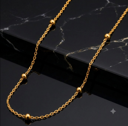 Women's Elegant Gold Bead Link Chain Necklace