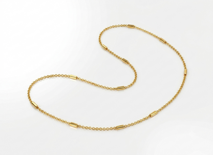 NUGOLD Minimalist Gold Link Chain with Bar For Unisex