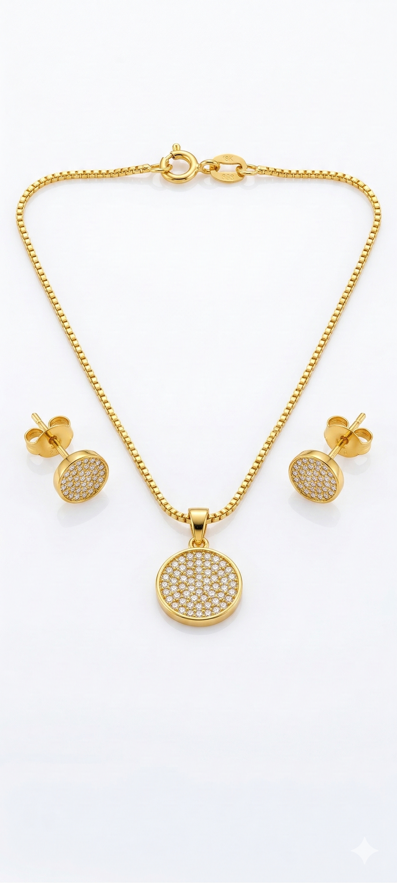 NuGold Round Stone Pendant Necklace Set for Women