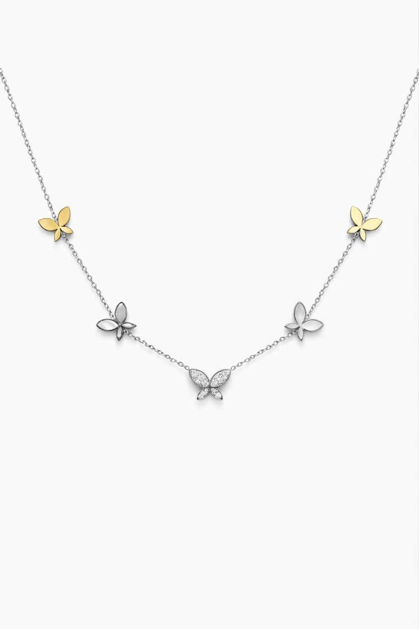 Elegant Silver Butterfly Charm Necklace