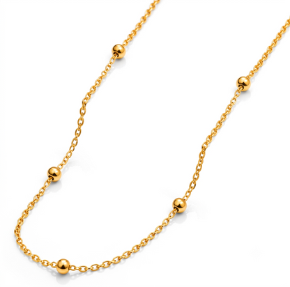 Women's Elegant Gold Bead Link Chain Necklace