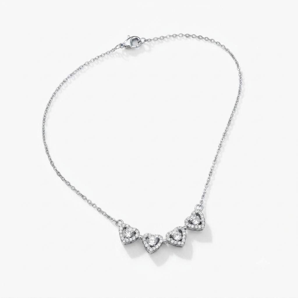 Love Sparkle Triple Heart Necklace for Women