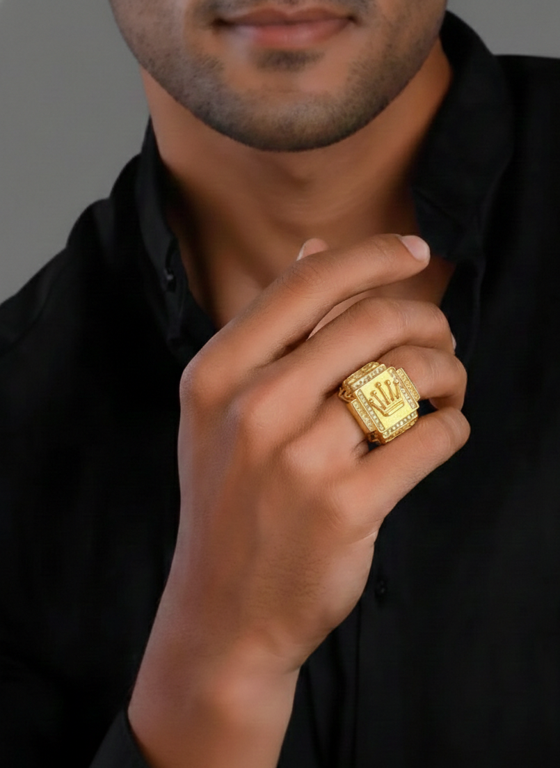 Gold Crown Ring for Men