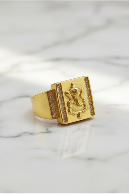 Gold plated Ganesha ring