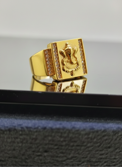 Gold plated Ganesha ring for men