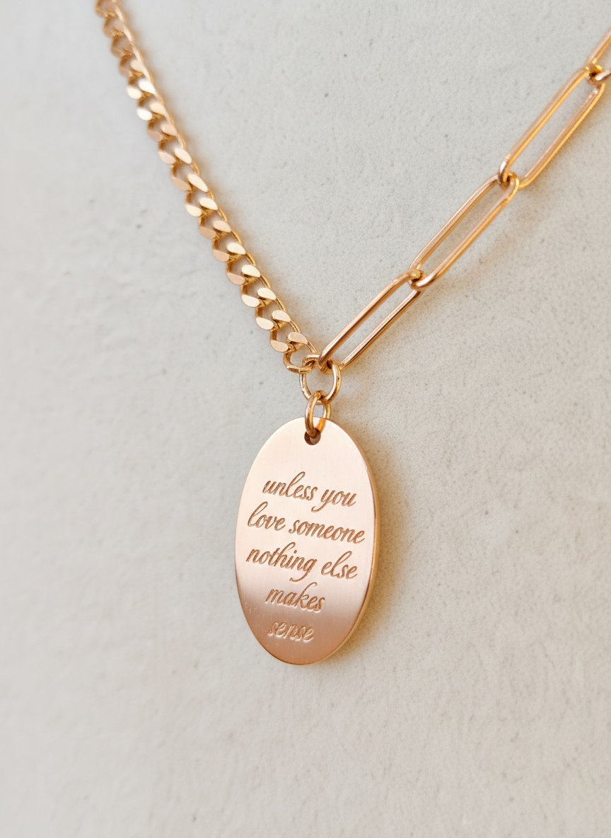 Elegant Rose Gold Engraved Oval Pendant Necklace for Women