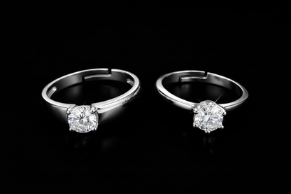 His & Hers Stainless Steel Solitaire Couple Ring Set