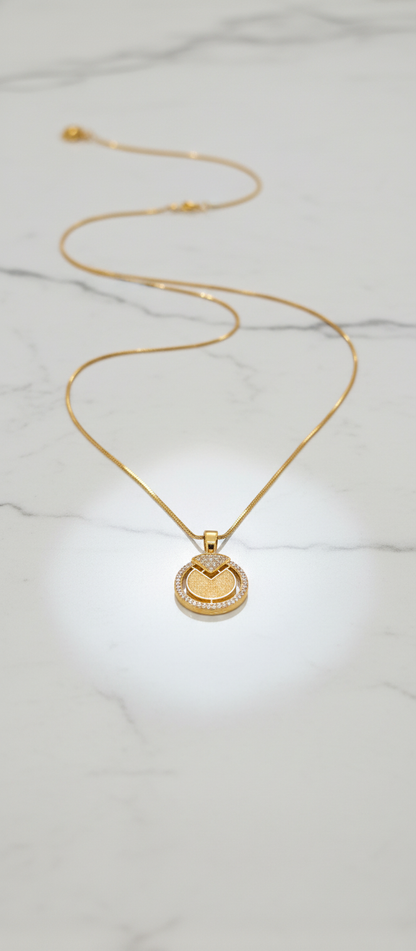 NuGold Circle Stone Pendant Necklace For Women