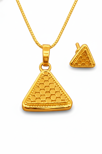 NuGold Triangle Pendant Necklace Set for Women