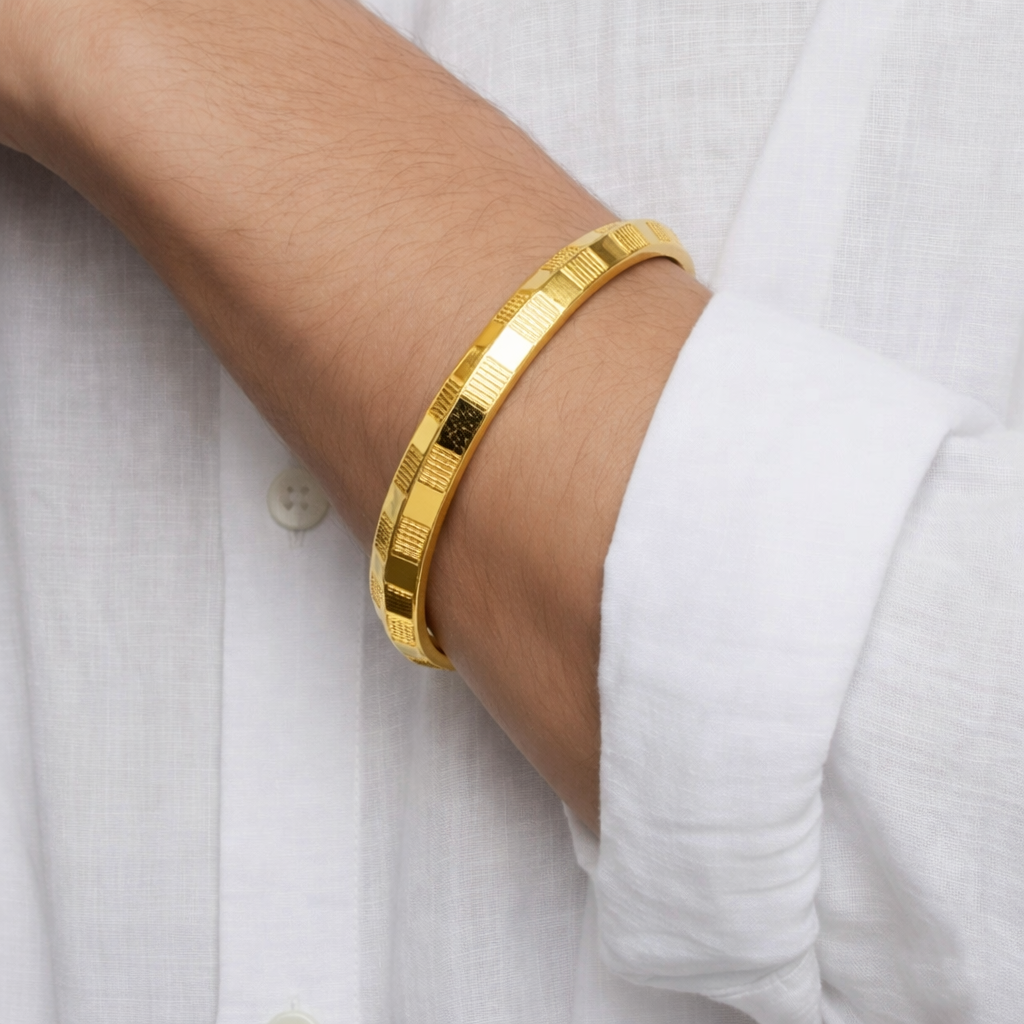 NuGold Textured Kada for Men