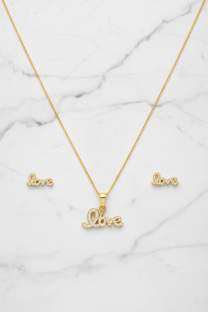 NuGold Love Pendant Necklace Set for Women