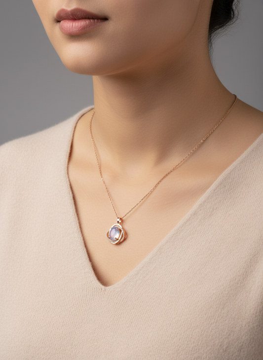 Classic Rose Gold Finish Pendant Necklace for Women