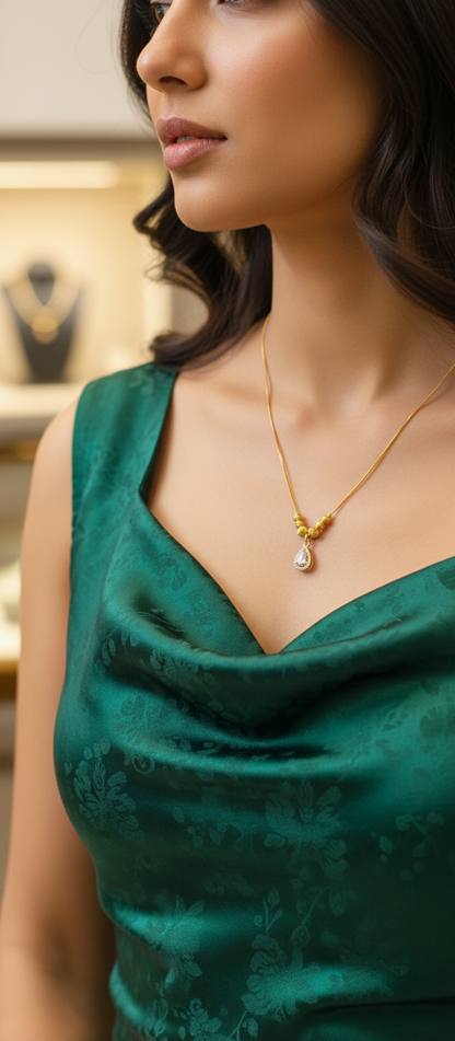 NuGold Drop Pendant Necklace for Women