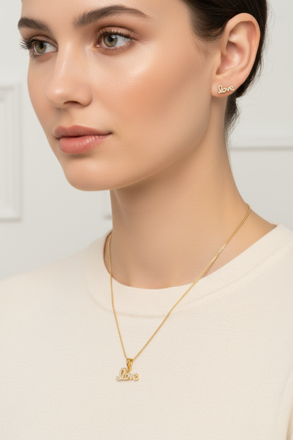 NuGold Love Pendant Necklace Set for Women