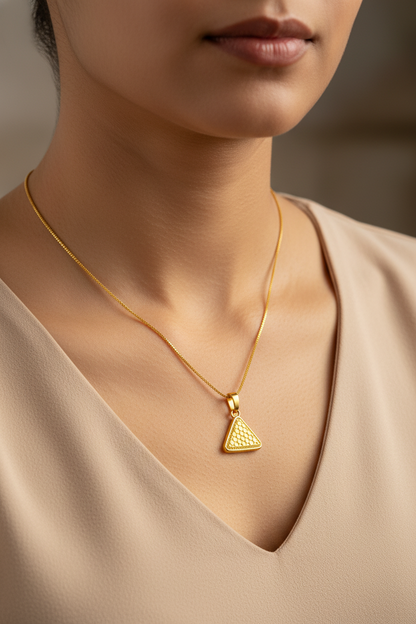 NuGold Triangle Pendant Necklace Set for Women