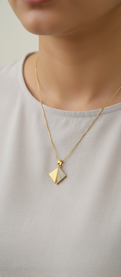 NuGold Triangle Stone Pendant Necklace