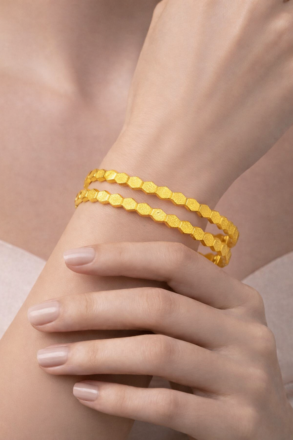 NuGold Hexagon Design Gold Bangles For Women