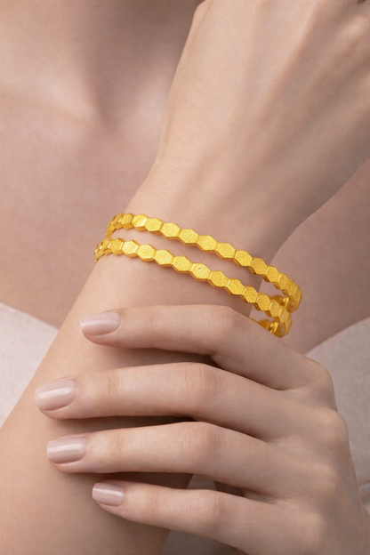 NuGold Hexagon Design Gold Bangles For Women
