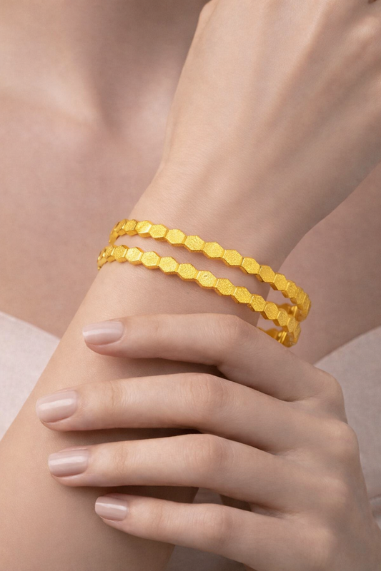 NuGold Hexagon Design Gold Bangles For Women