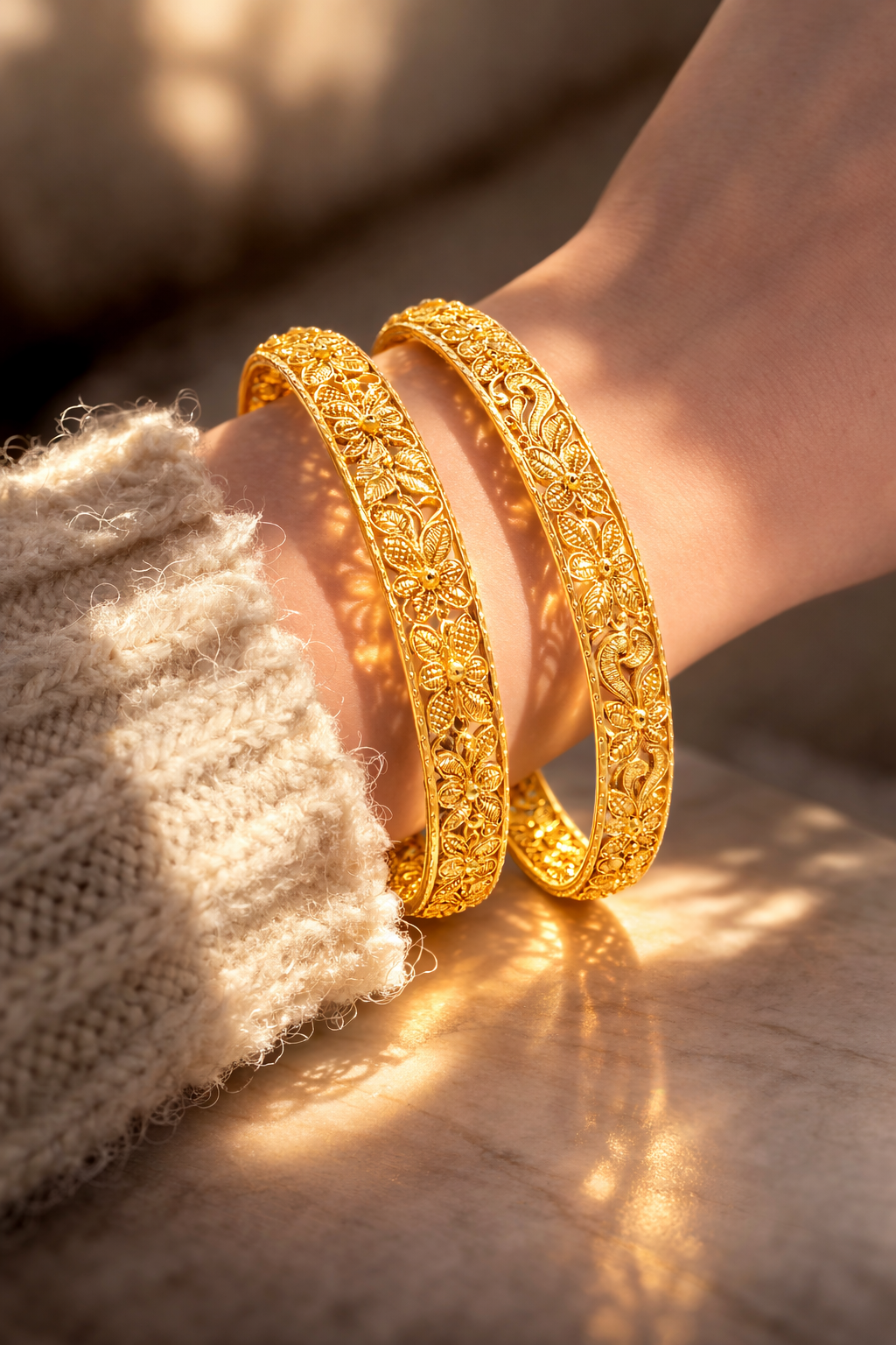 NuGold Trendy Traditional Floral Bangles For Women
