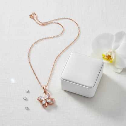 Elegant Rose Gold Butterfly Crystal Pendant Necklace for Women
