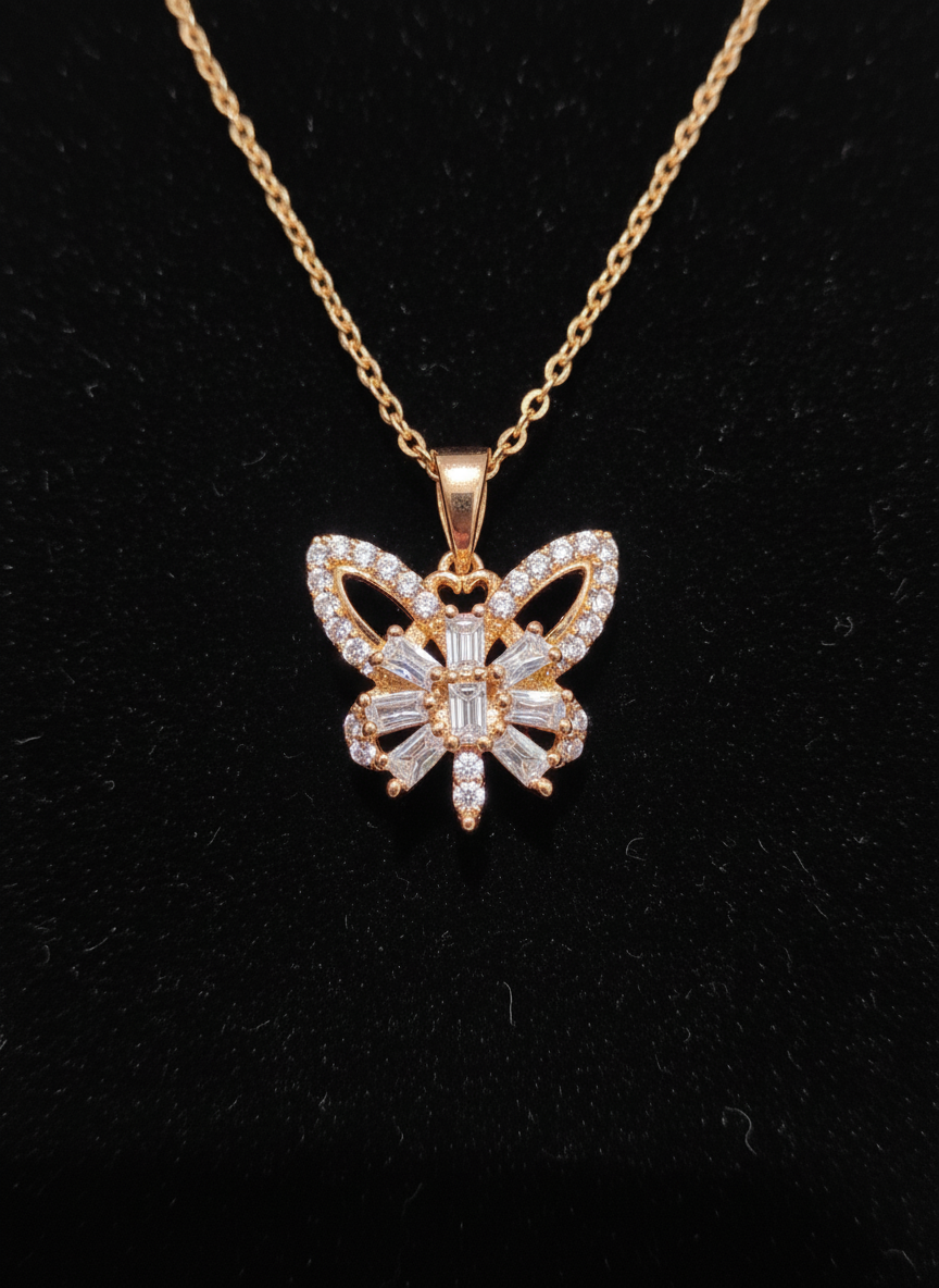 Elegant Rose Gold Butterfly Pendant Necklace for Women