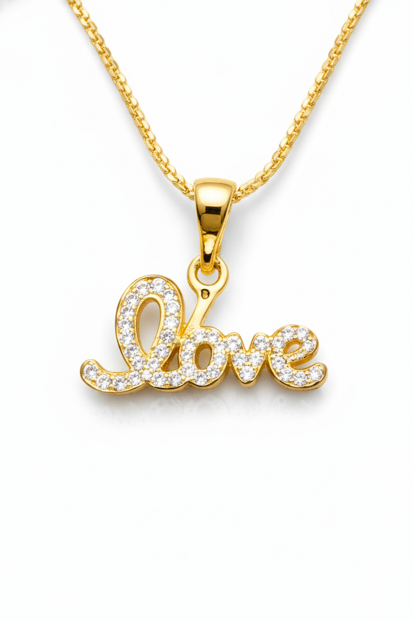 NuGold Love Pendant Necklace Set for Women
