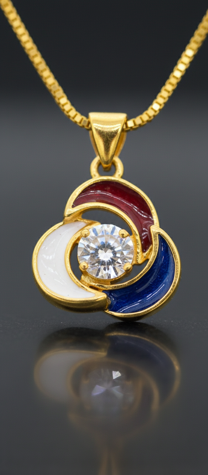 NuGold Multicolor Stone Pendant Necklace For Women