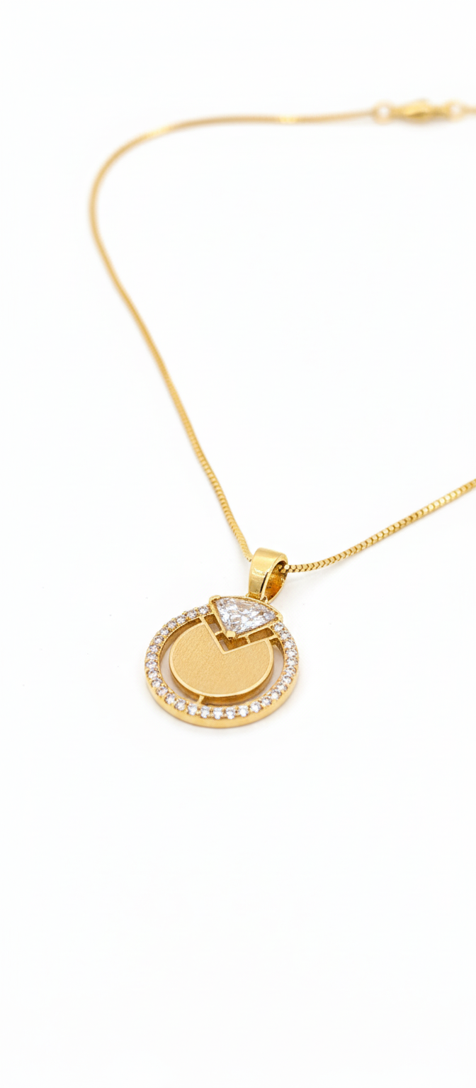 NuGold Circle Stone Pendant Necklace For Women