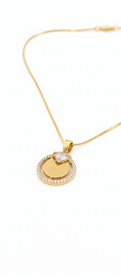 NuGold Circle Stone Pendant Necklace For Women