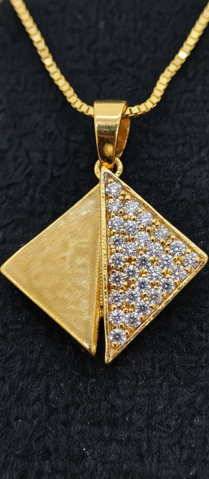 NuGold Triangle Stone Pendant Necklace