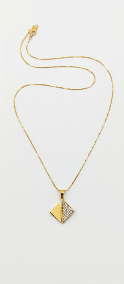 NuGold Triangle Stone Pendant Necklace