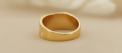 NUGOLD Luxury Men’s Ring with Round CZ Stone & Star Engraving