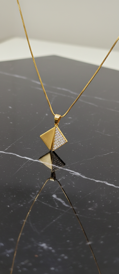 NuGold Triangle Stone Pendant Necklace