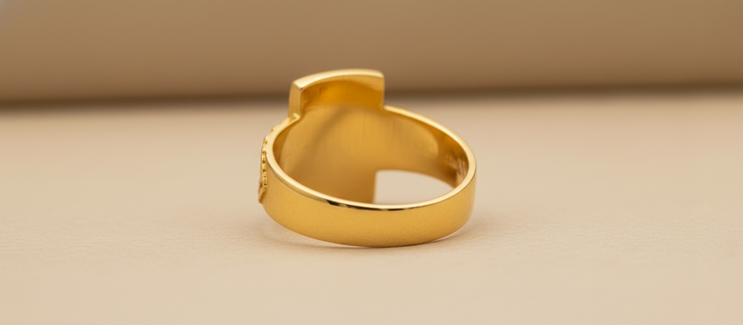 NUGOLD Men’s Ring with Rectangular Top & Leaf Engraving