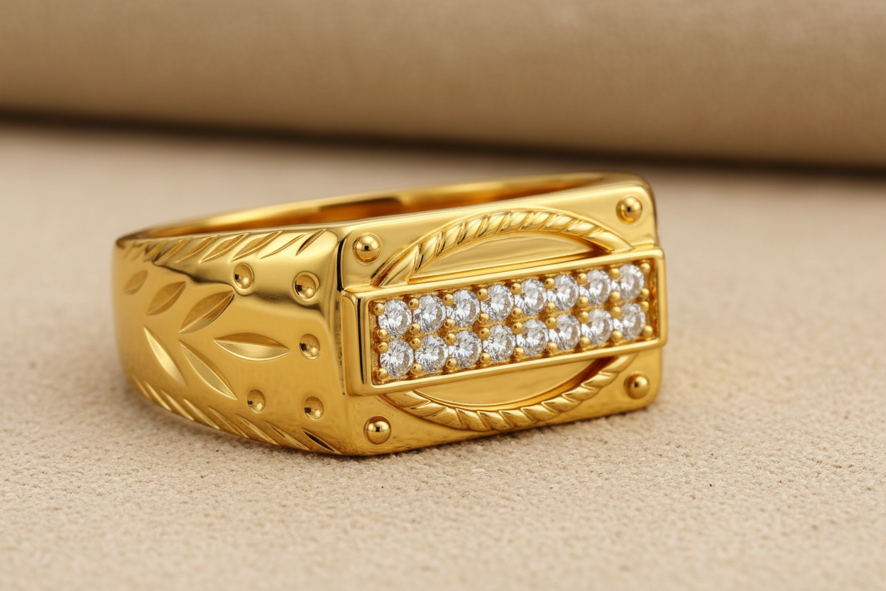 NUGOLD Luxury Men’s Ring with CZ Stone