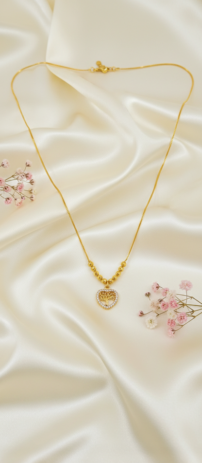 NuGold Tree of Life Heart Pendant Necklace for Women