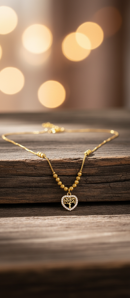 NuGold Tree of Life Heart Pendant Necklace for Women