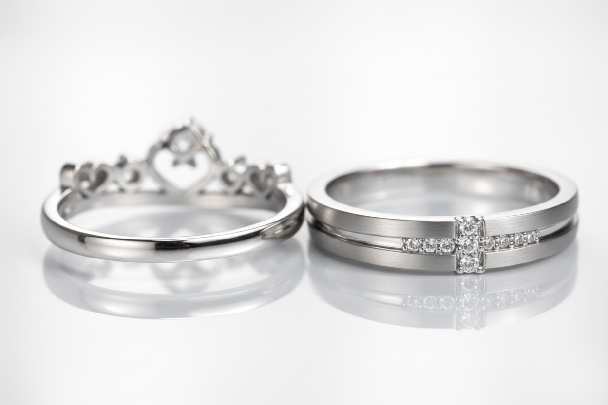 His & Hers Stainless Steel Couple Adjustable Matching Ring Set