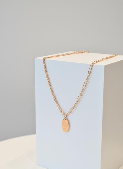 Elegant Rose Gold Engraved Oval Pendant Necklace for Women
