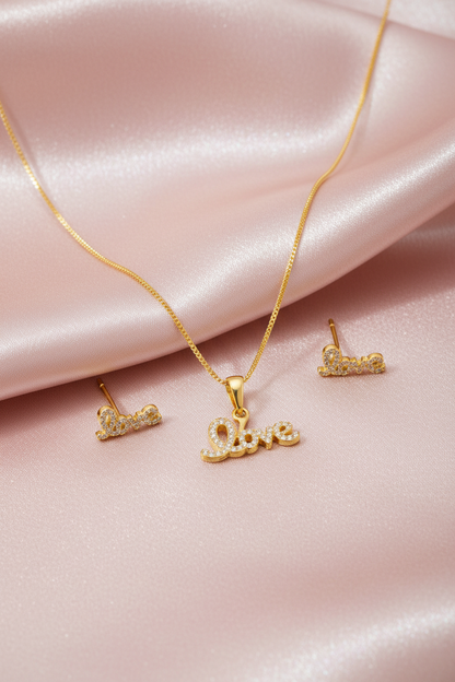 NuGold Love Pendant Necklace Set for Women